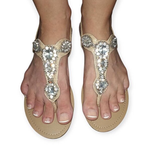 JESSICA SIMPSON BAILEY BLING SANDALS SZ 7.5 GOOD USED CONDITION. - Picture 1 of 7